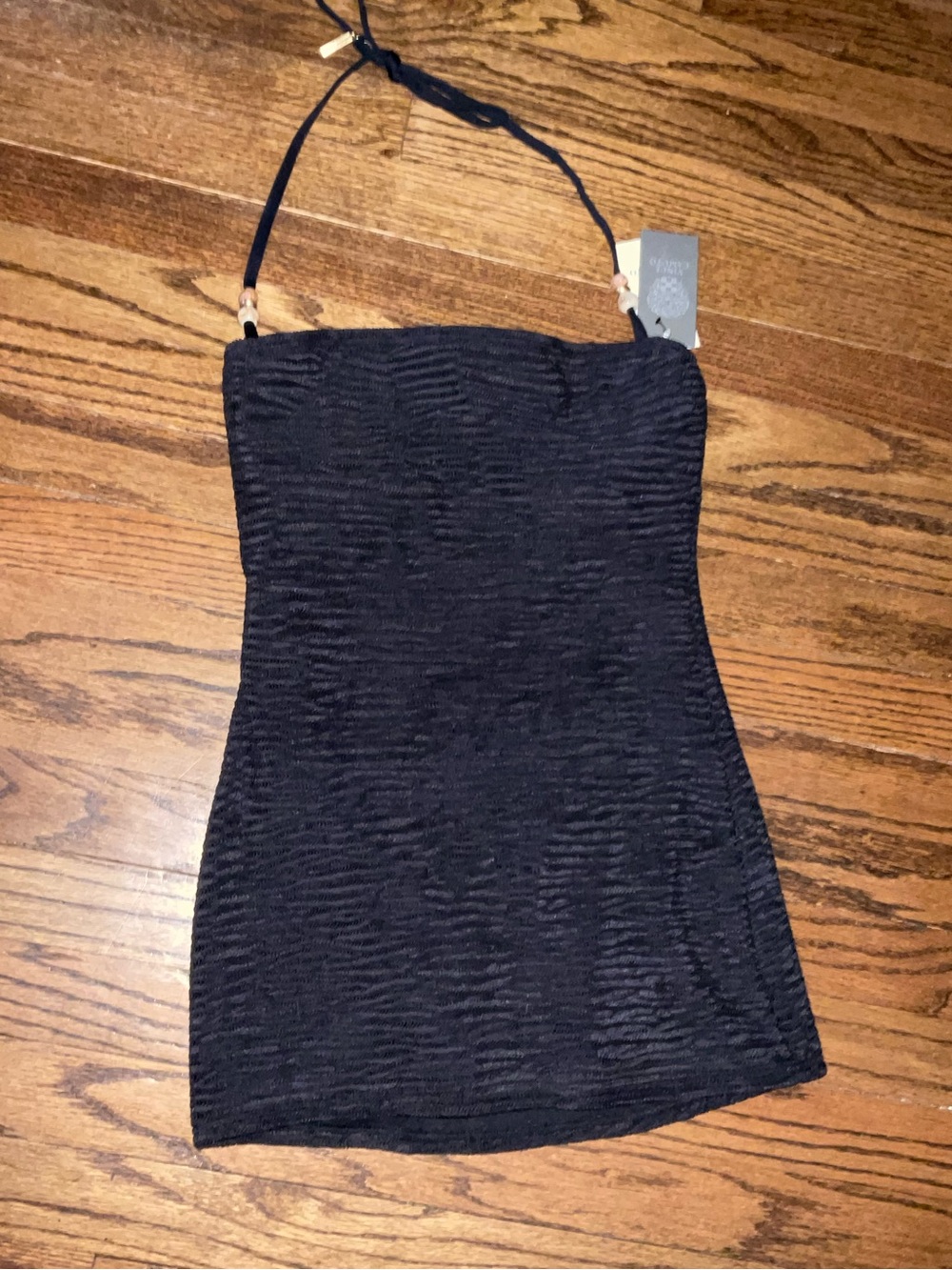 Vince Camuto Black Strapless Textured Tube Dress